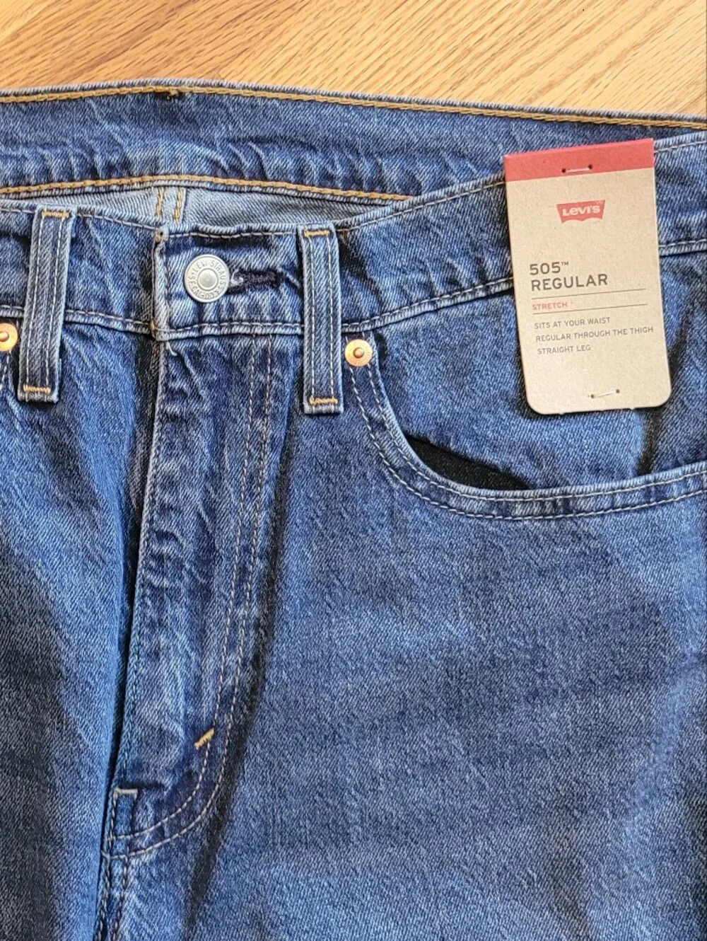 Levi's 505 Jeans Regular Straight-Leg Men's 34x30 Medium Blue Wash NWT